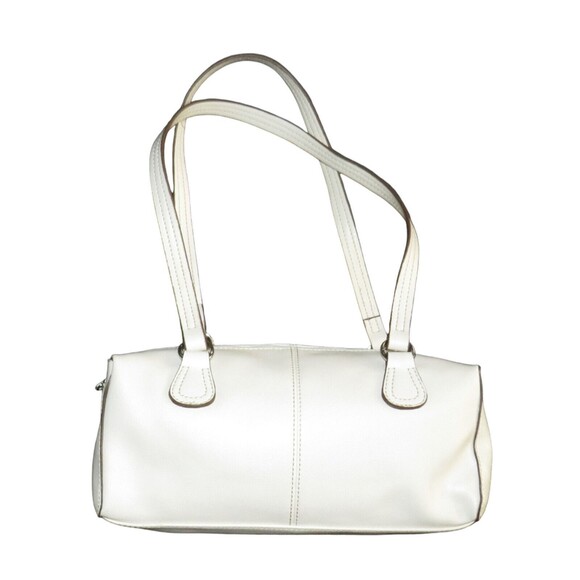 White Pebbled Faux Leather Double Strap Shoulder Bag Purse - Picture 1 of 7